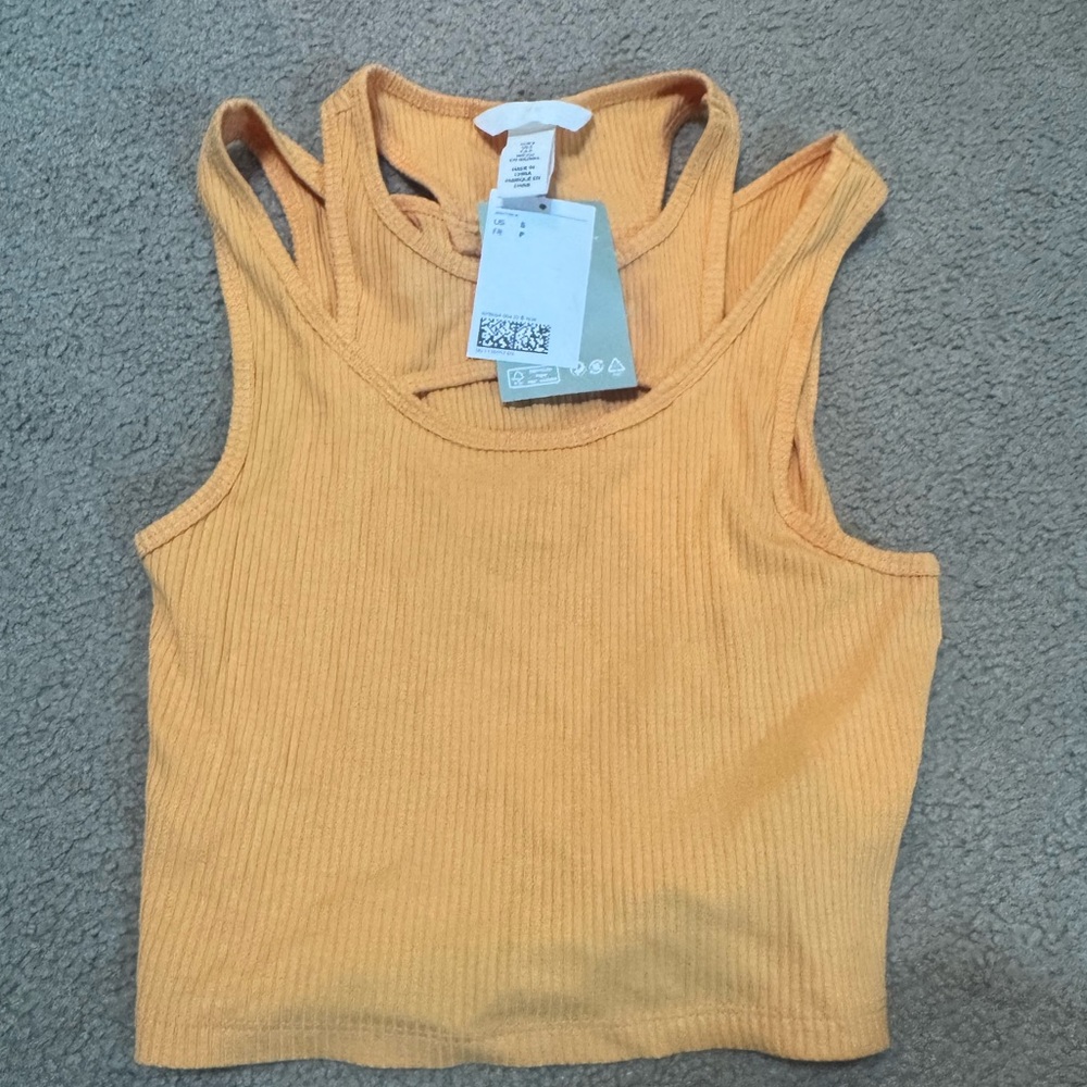 NWT H&M Ribbed Cropped Tank Top - Mustard Yellow